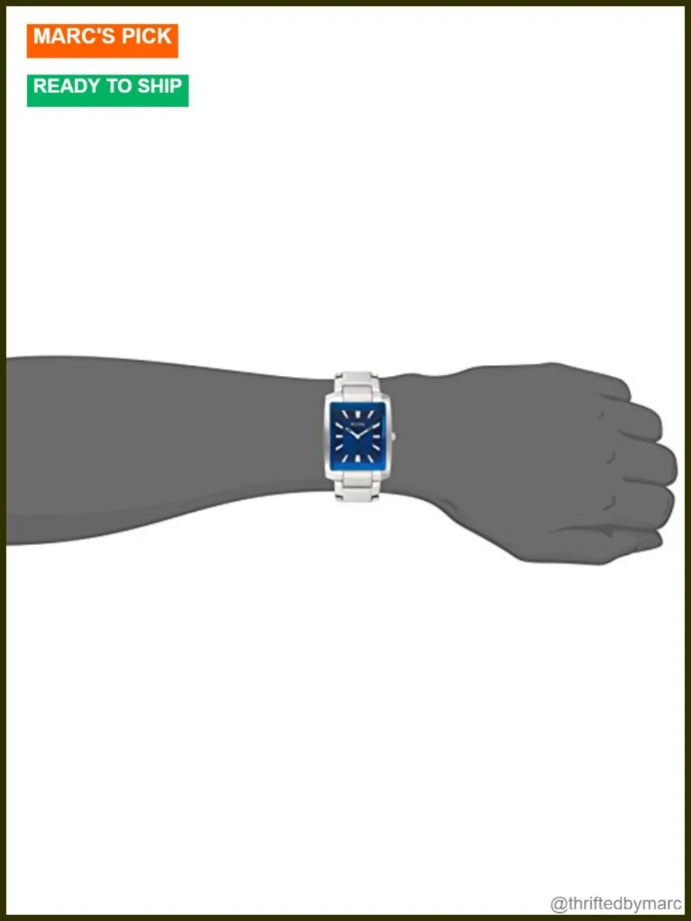 Classic Rectangle 2-Hand Quartz Watch, Silver-Tone Stainless Steel Bracelet